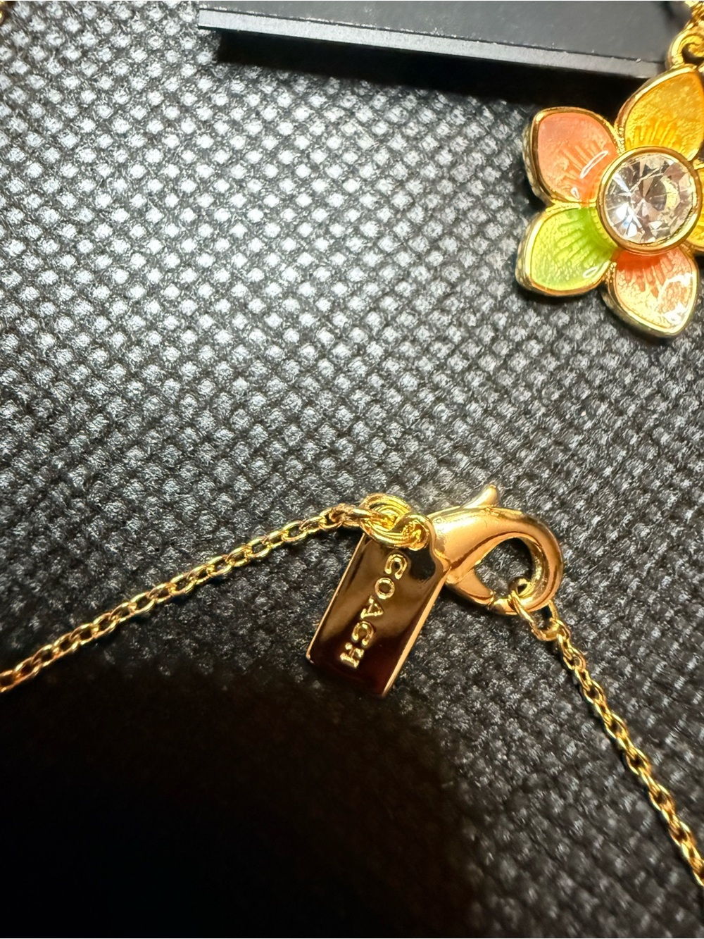 COACH Gold-Tone Multicolor Enamel Flower Pendant Necklace - Picture 3 of 4